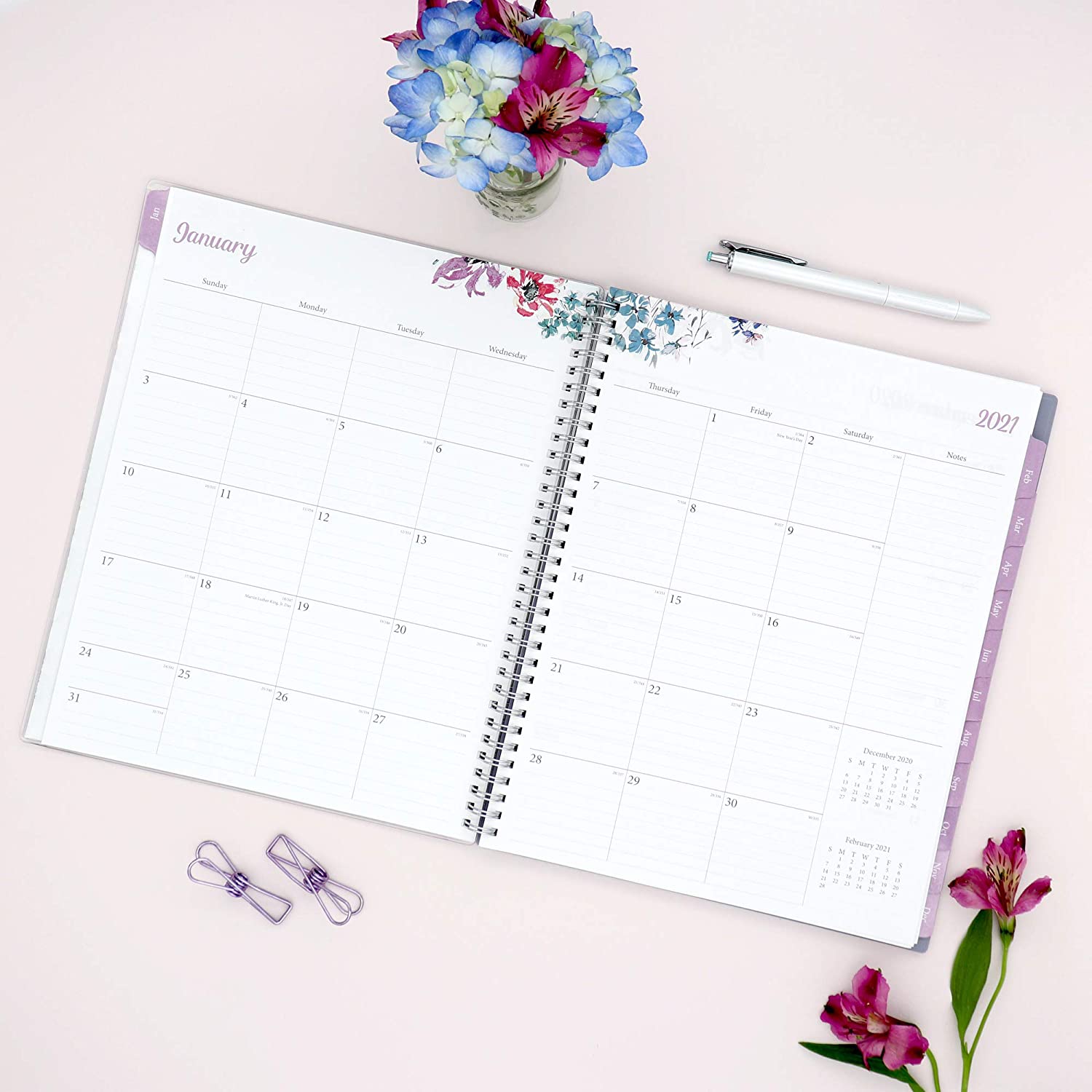 Blue Sky 2021 Weekly & Monthly Planner, Flexible Cover, Twin-Wire Binding, 8.5" x 11", Laila (125889) - Image 2